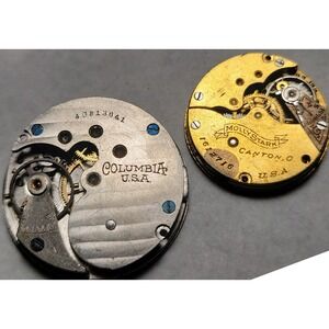 Columbia + Molly Stark Watch Movements for Parts Vintage Clockwork Gear Assembly